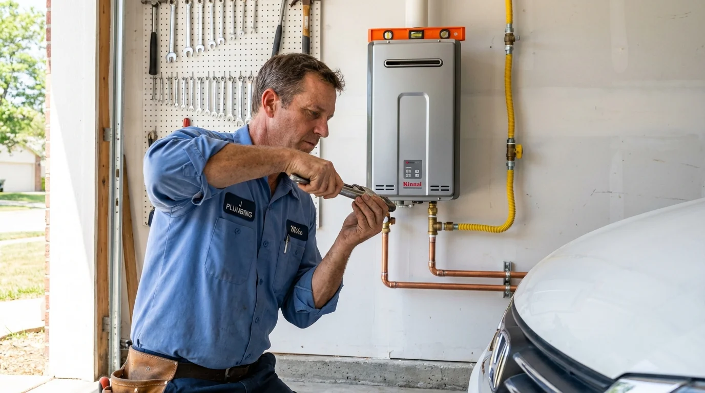 Tankless water heater installation by a Johns Plumbing LLC plumber in Beaumont